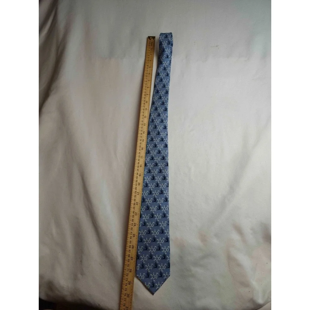 Josh Bach Necktie Mens Blue Silk Coffee Caffeine Molecule Chemistry Novelty Tie